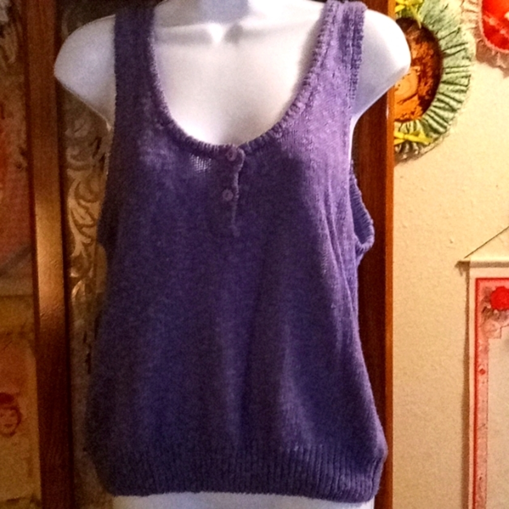 Vintage 80's, 🍇 Grape-Purple,Super Soft,Knit Tank Style,Sweater Top 🍇